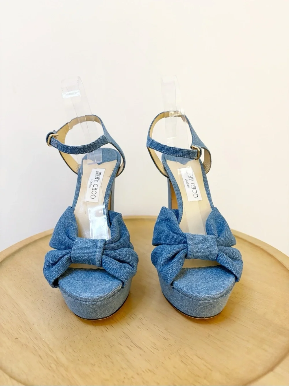Jimmy Choo Heloise Denim Platform Heel Sandals